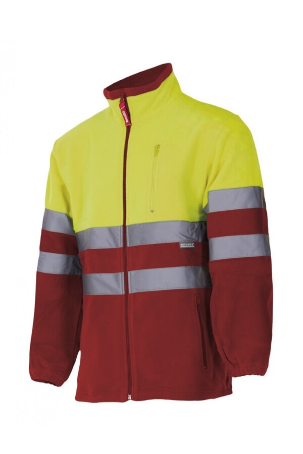 Pile alta visibilità Zip Intera giallo rosso