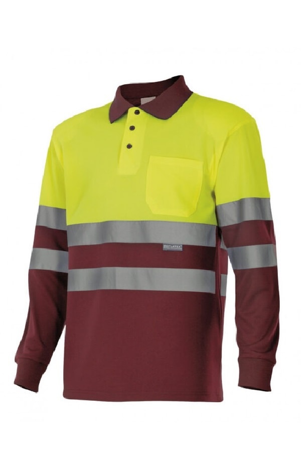 Polo alta visibilità LS gialla bordeaux