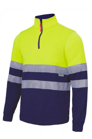 Felpa alta visibilità Zip Collo gialla blu marino