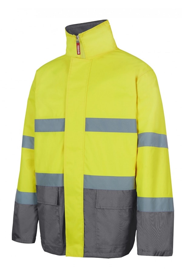 Parka ad alta visibilità giallo e grigio