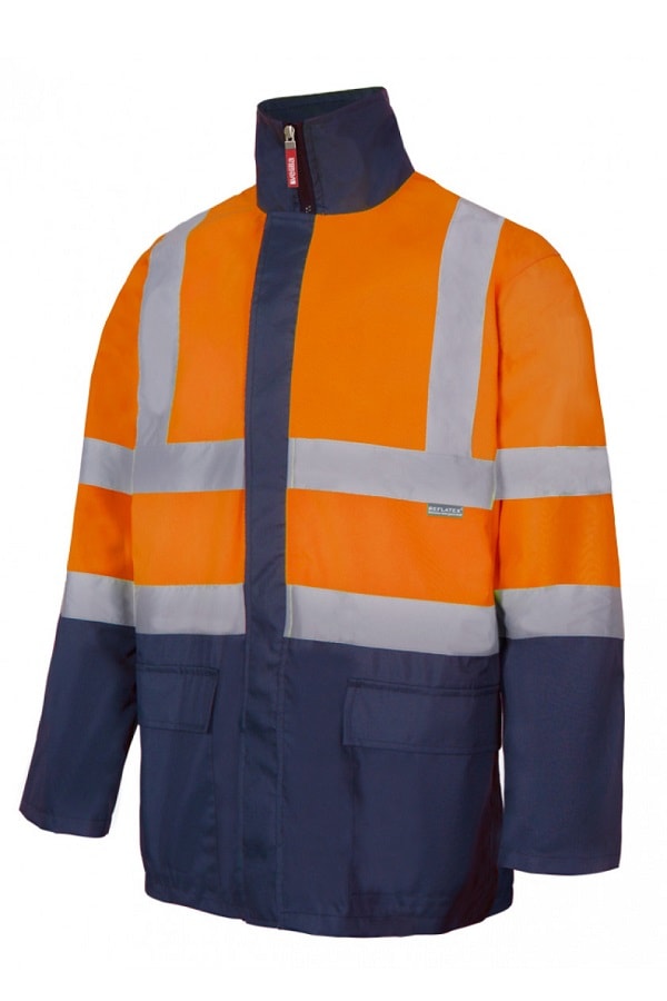 Parka 4 in 1 bicolore ad alta visibilità arancio