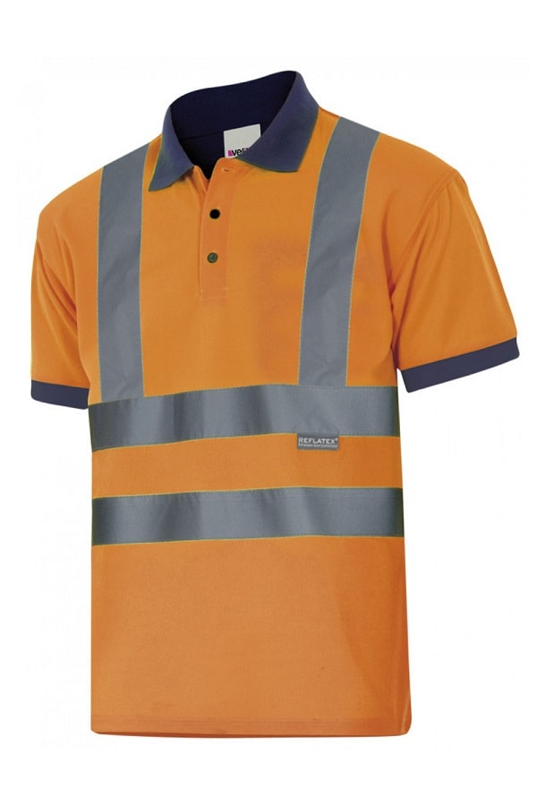 Polo bicolor alta visibilità Polyestere Arancio