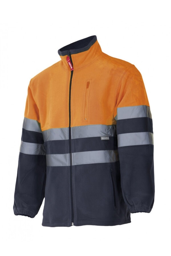 Pile alta visibilità Zip Intera arancio blu marino