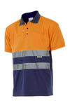 Polo alta visibilità arancio blu marino