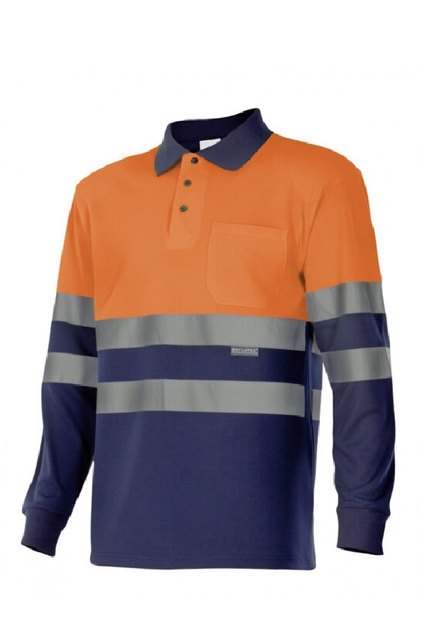 Polo alta visibilità LS arancio blu marino