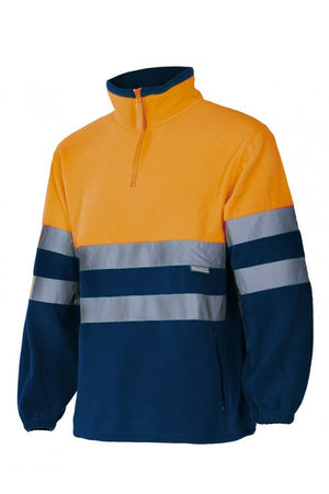 Pile alta visibilità Zip Collo arancio blu marino