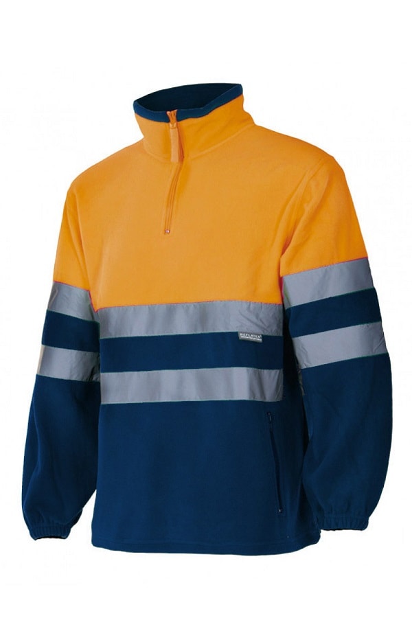 Pile alta visibilità Zip Collo arancio blu marino