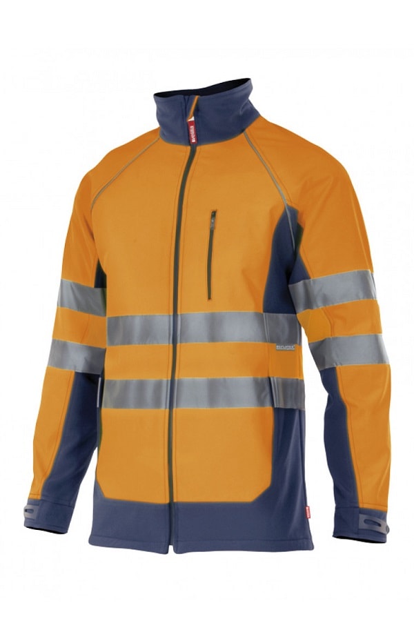 Giacca soft shell alta visibilità arancio blu