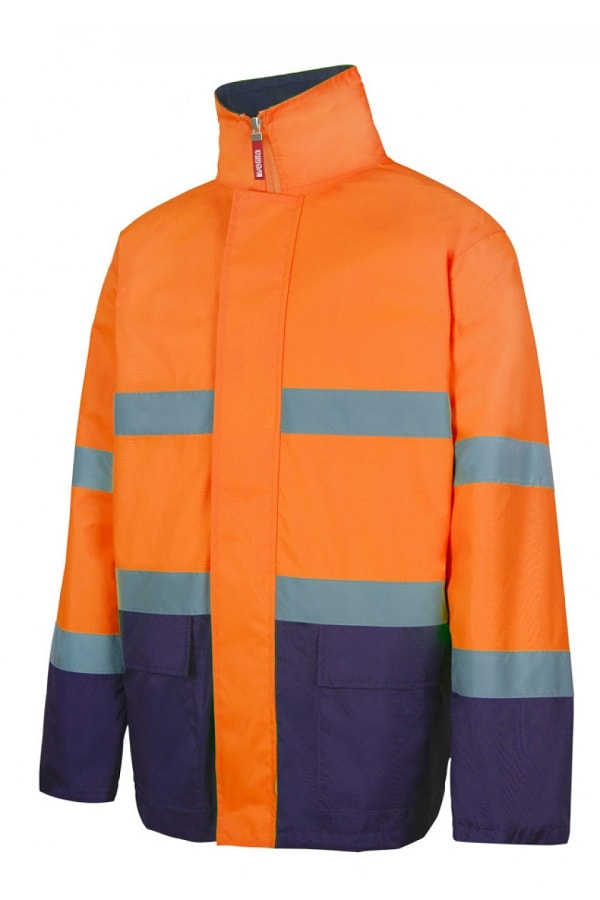 Parka ad alta visibilità arancio e blu
