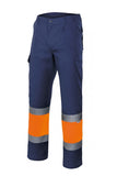 Pantaloni ad alta visibilità blu navy arancio