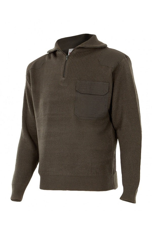 Maglione a maglia spessa collo alto con Zip Verde