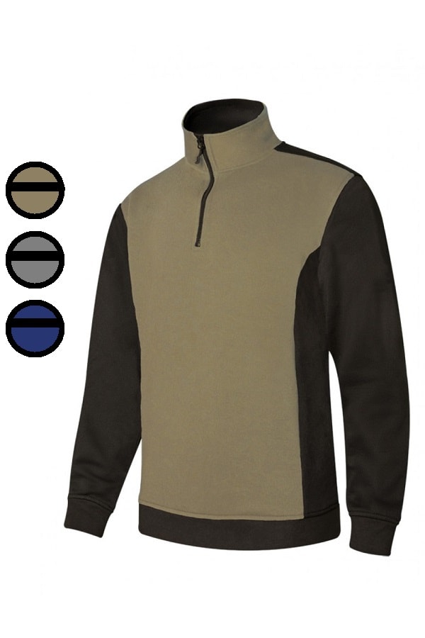 Felpa grigia e nera con Zip collo