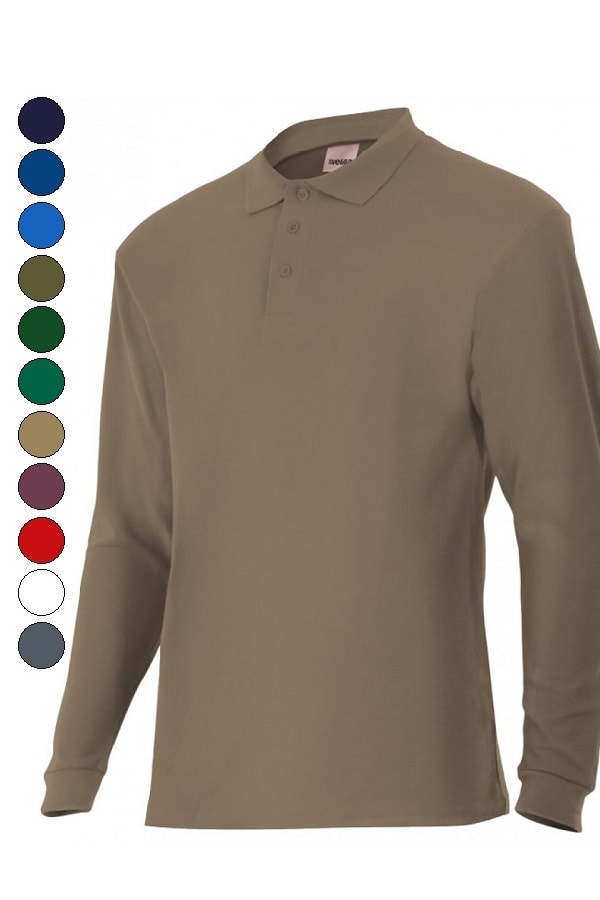 Polo colorata unisex in polycotone Maniche Lunghe