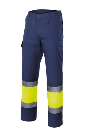 Pantaloni ad alta visibilità blu navy giallo