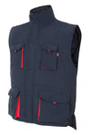 Gilet trapuntato bicolore multitasche Blu e rosso