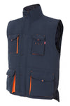 Gilet trapuntato bicolore multitasche Blu e arancio