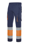 Pantaloni alta visibilità Stretch blu arancio