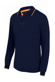 Polo lavoro manica lunga blu arancio