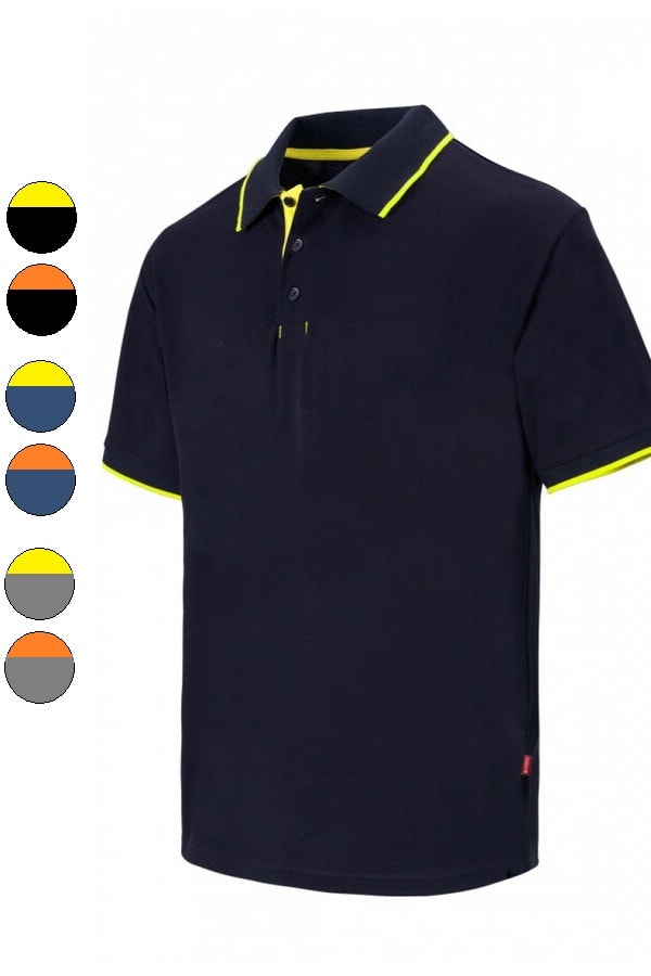 Polo da lavoro bicolore blu gialla