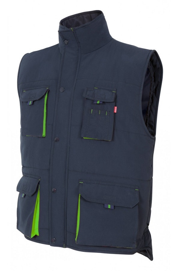 Gilet trapuntato bicolore multitasche Blu
