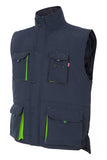 Gilet trapuntato bicolore multitasche Blu e verde