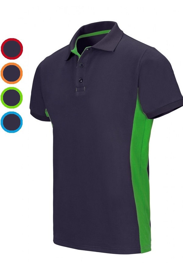 Polo Blu Navy bicolor unisex a maniche corte