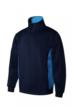 Felpa bicolore con Zip collo blu e azzurra