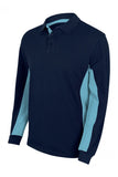 Polo bicolor a maniche lunghe blu e azzurro