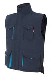 Gilet trapuntato bicolore multitasche Blu e azzurro