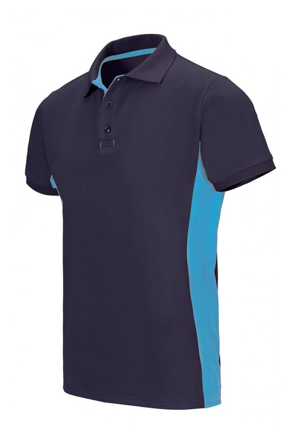 Polo Blu Navy bicolor unisex a maniche corte