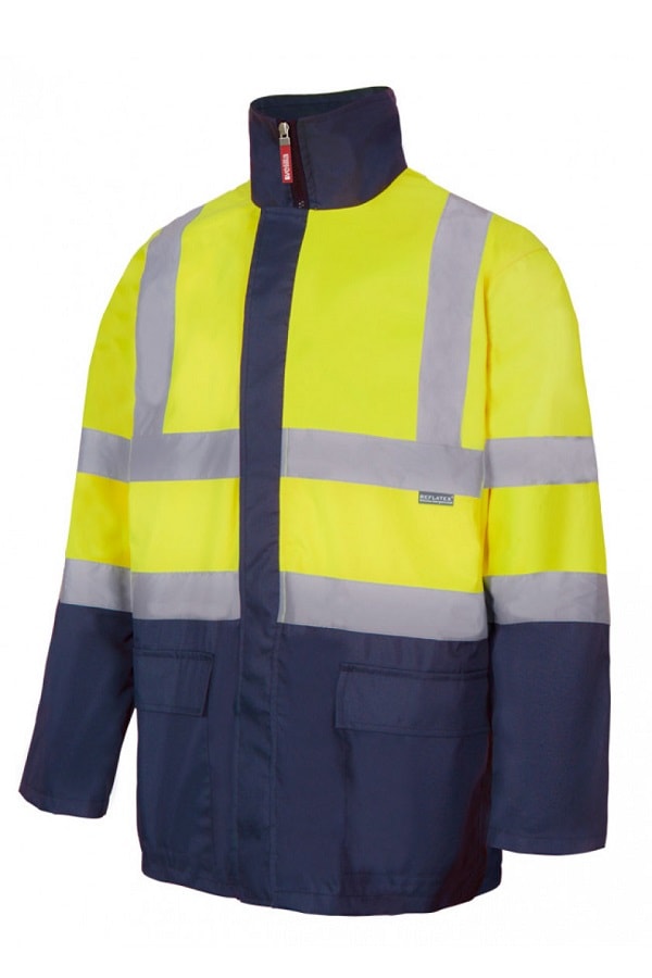 Parka 4 in 1 bicolore ad alta visibilità giallo
