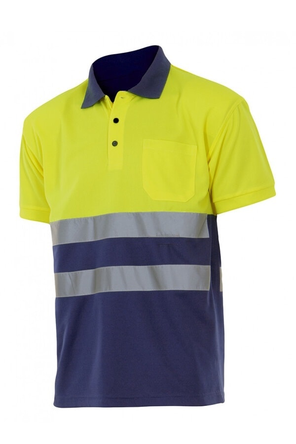Polo bicolore alta visibilità Maniche Corte