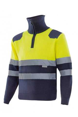Maglione bicolore alta visibilità con Zip