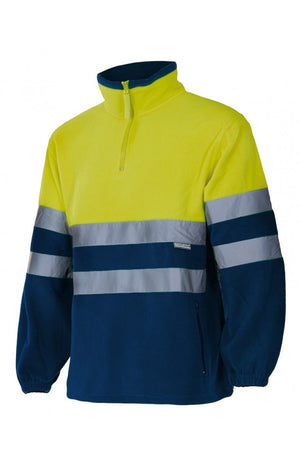 Pile alta visibilità Zip Collo gialla blu marino