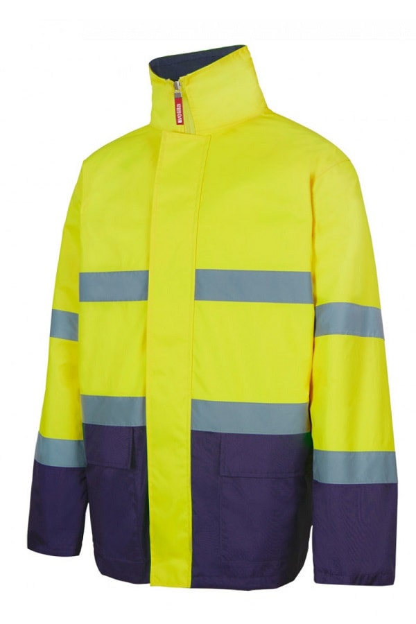 Parka ad alta visibilità giallo e blu
