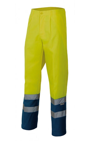 Pantaloni ad alta visibilità gialli e blu navy