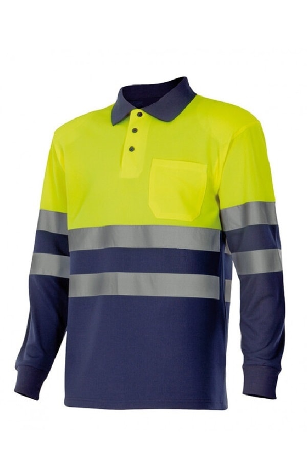 Polo bicolore alta visibilità Maniche Lunghe