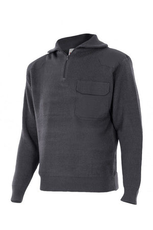 Maglione a maglia spessa collo alto con Zip Grigia