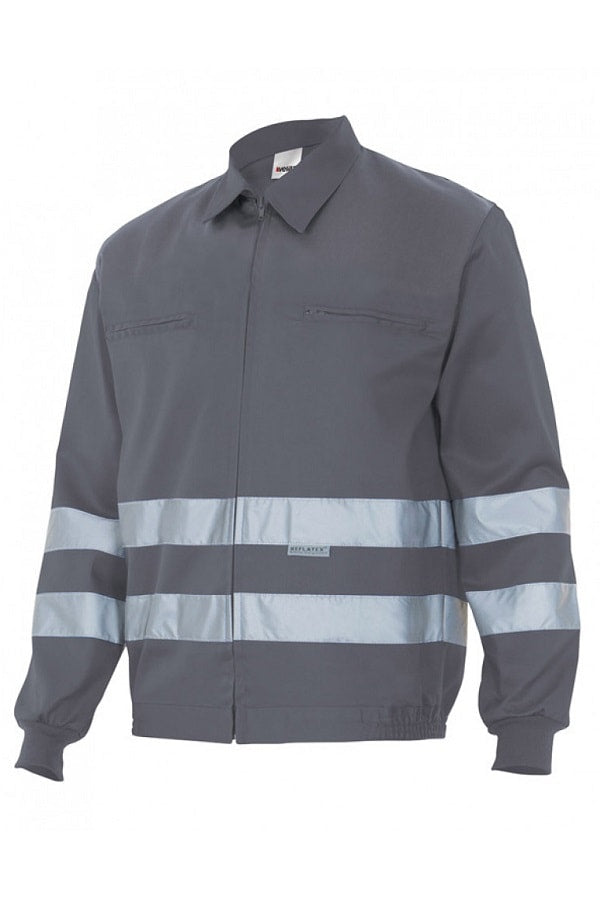 Giubbotto con bande rifrangenti grigio