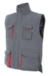 Gilet trapuntato bicolore multitasche Grigio e ross