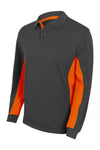 Polo bicolor a maniche lunghe grigia e arancio