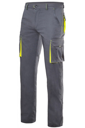 Pantaloni bicolore Grigi Giallo Stretch multitasche