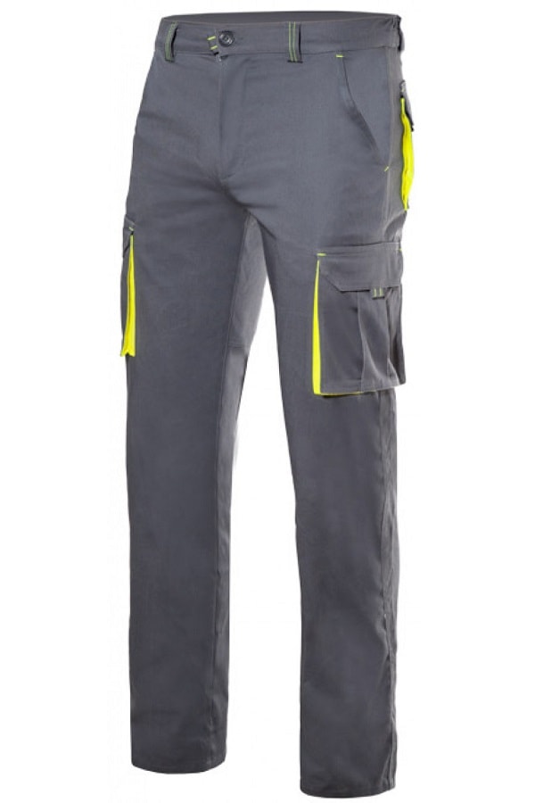 Pantaloni bicolore Grigi Giallo Stretch multitasche