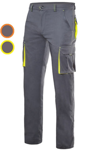 Pantaloni bicolore Grigi Stretch multitasche