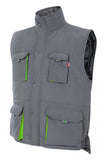 Gilet trapuntato bicolore multitasche Grigio e verde