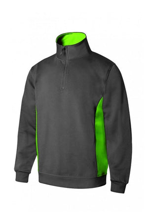 Felpa bicolore con Zip collo grigia e verde