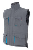 Gilet trapuntato bicolore multitasche Grigio e azzurro