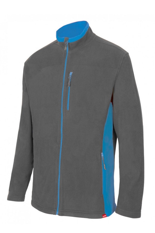 Pile bicolore Grigio e azzurro a zip intera