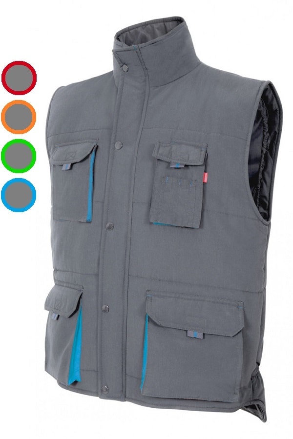 Gilet trapuntato bicolore multitasche Grigio