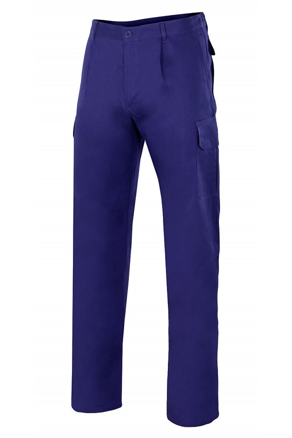 Pantaloni Multitasche 100% Cotone Bluette